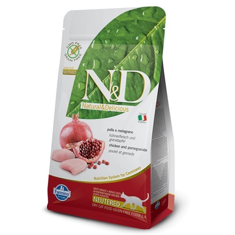 N&D Adult Cat Grain Free piščanec in granatno jabolko neutered 2x5kg