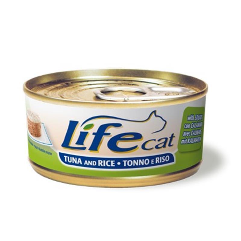 Lifecat konzerva tuna in riž z lignji 170g