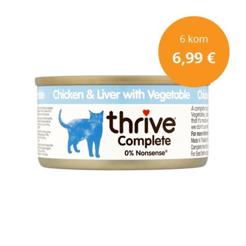 Thrive paket Complete piščanec in jetra z zelenjavo 6x75g