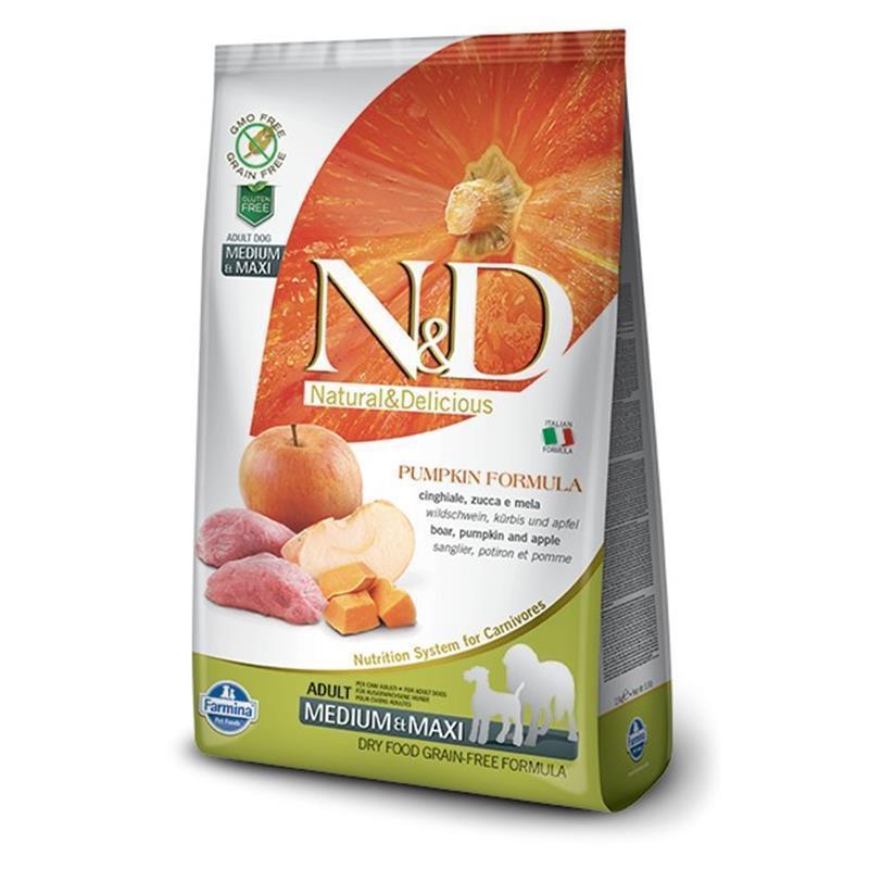 N&D Pumpkin Dog Divja svinja in jabolko Medium&Maxi 