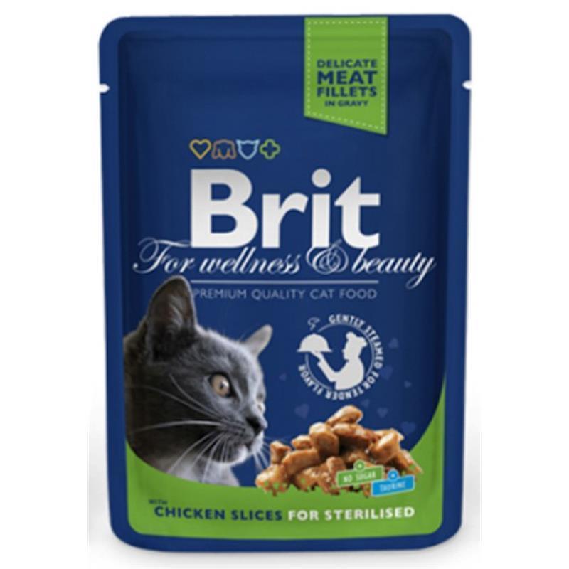 Brit Premium mokra hrana rezine piščanca za sterilizirane mačke 100g