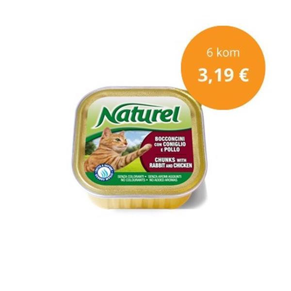 Naturel cat paket alu posodic zajec in piščanec 6x100g