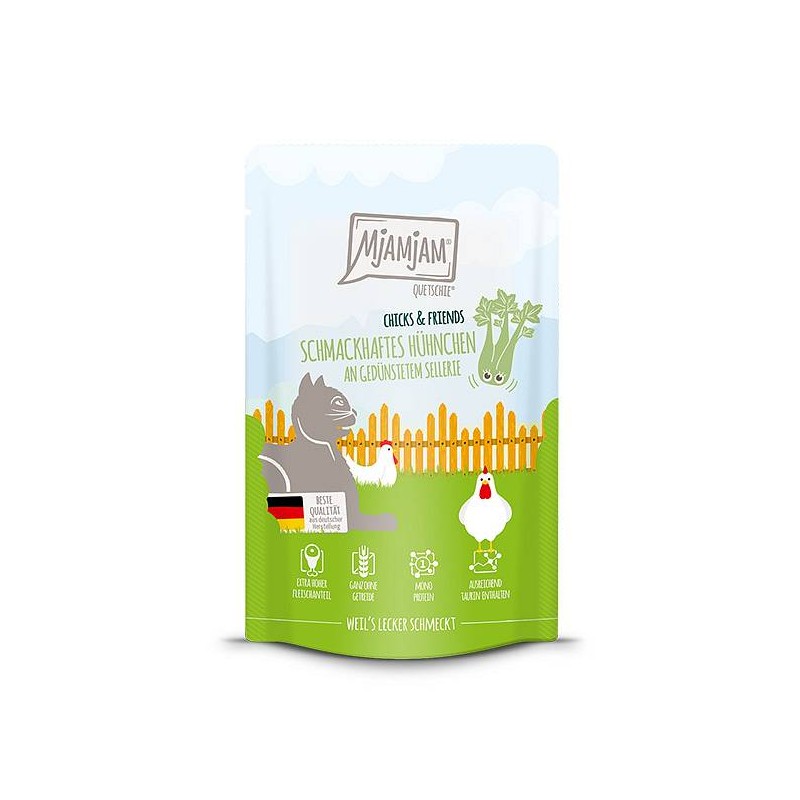 Mjamjam Chicks & Friends Piščanec in zelena 125g