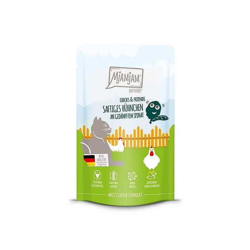 Mjamjam Chicks & Friends Piščanec in špinača 125g