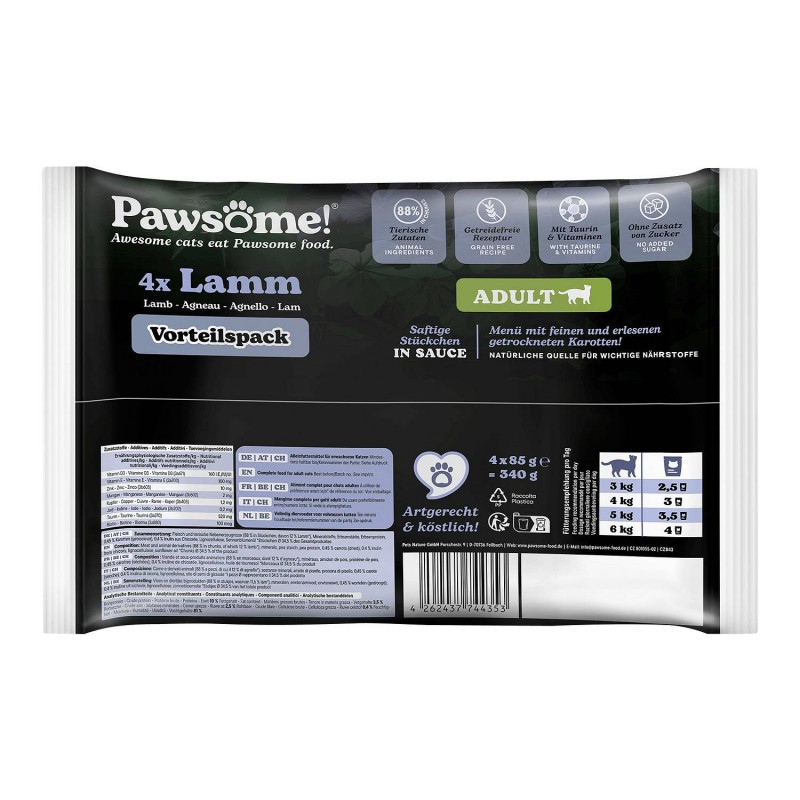Pawsome Adult Jagnjetina 4x85 g