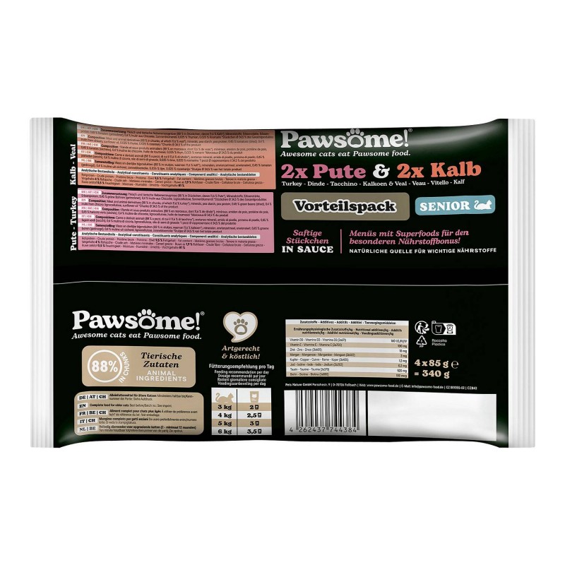 Pawsome Senior Teletina/Puran 4x85 g