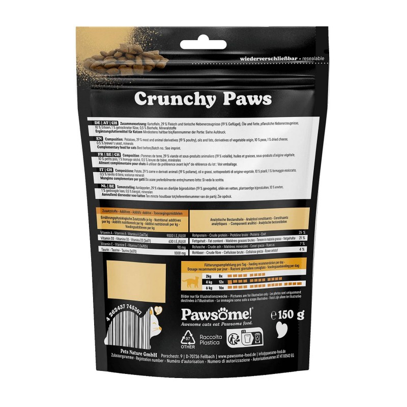 Pawsome Crunchy Paws Piščanec in sir 150g