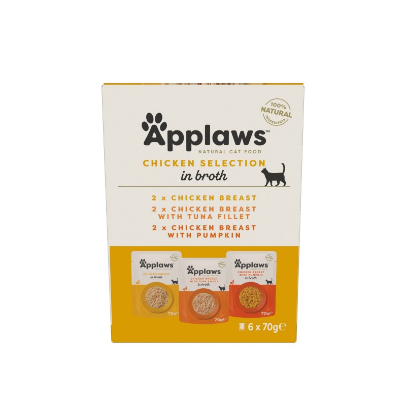 Applaws Piščančji izbor v juhi, vrečke 6x70 g