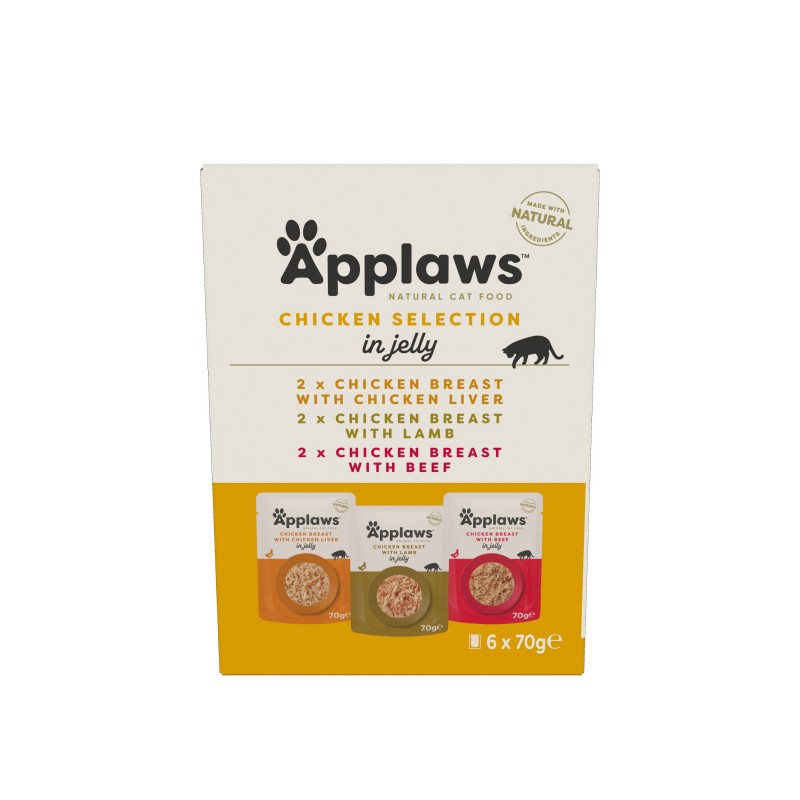 Applaws Piščančji izbor v želeju, vrečke 6x70 g