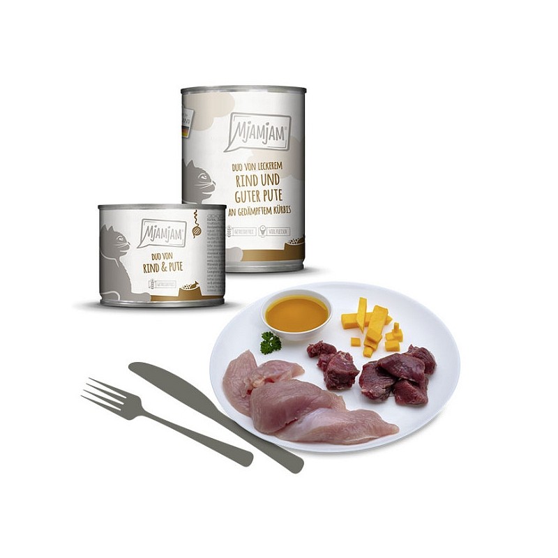 Mjamjam DUO Govedina in puran z bučo 400g