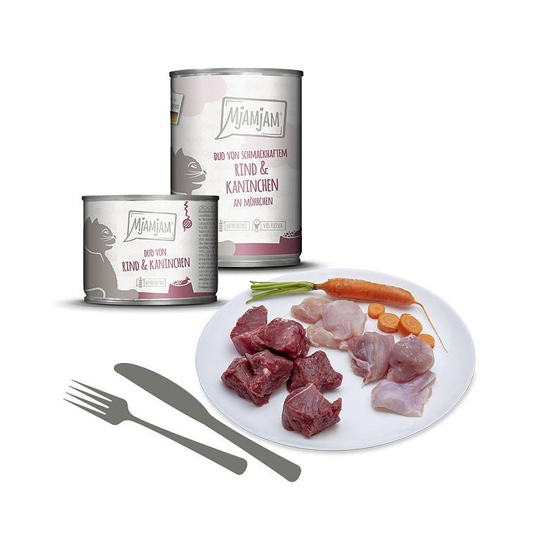 Mjamjam DUO Govedina in kunec s korenjem 200g