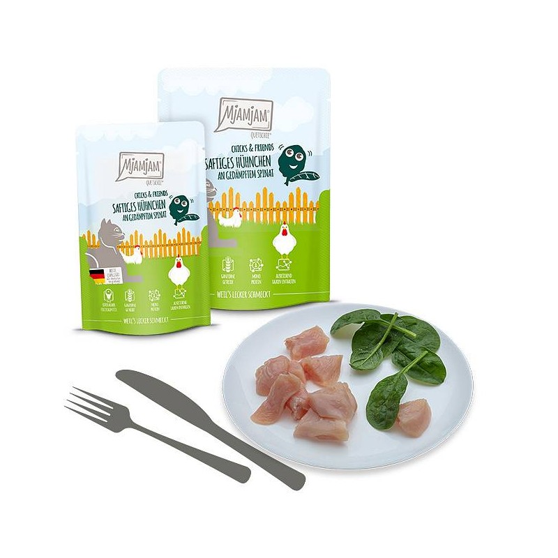 Mjamjam Chicks & Friends Piščanec in špinača 125g