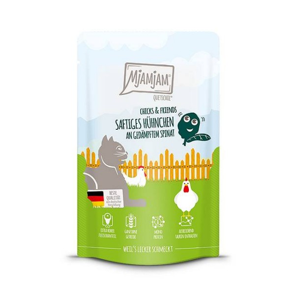 Mjamjam Chicks & Friends Piščanec in špinača 125g