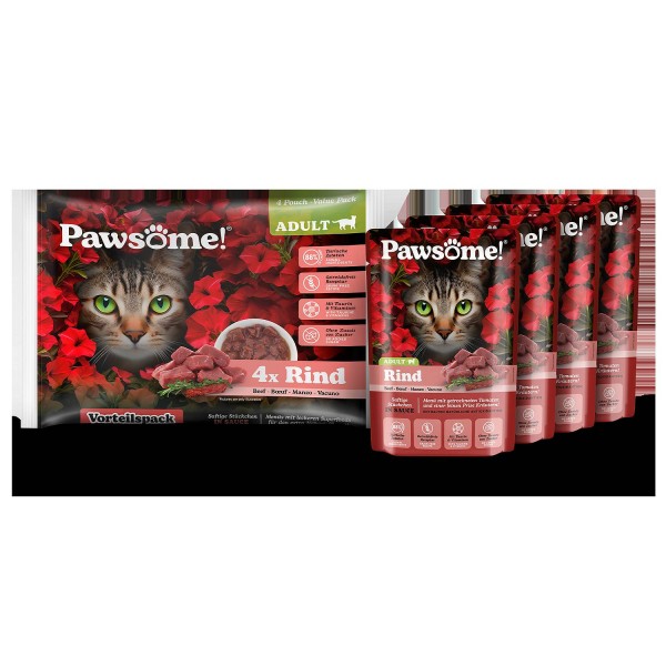 Pawsome Adult Govedina 4x85 g