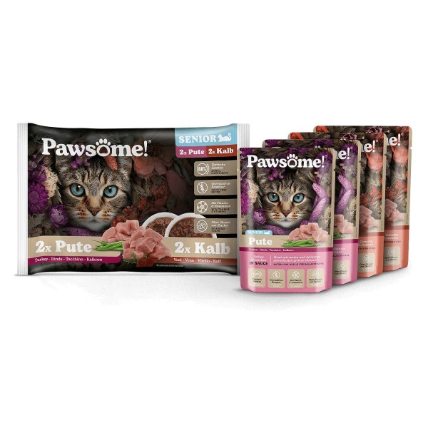 Pawsome Senior Teletina/Puran 4x85 g