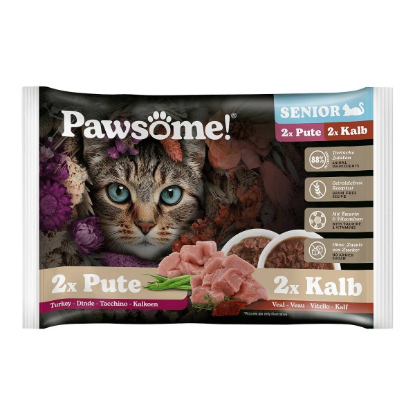 Pawsome Senior Teletina/Puran 4x85 g