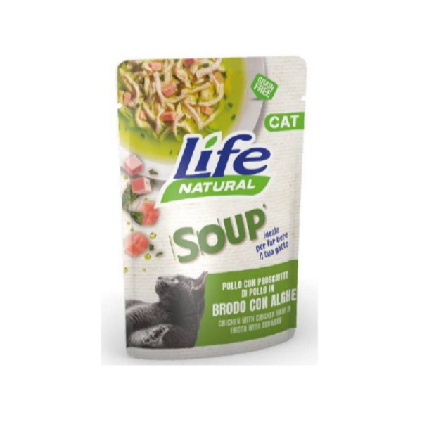 Lifecat Soup Piščanec in šunka v juhi z algami 60g