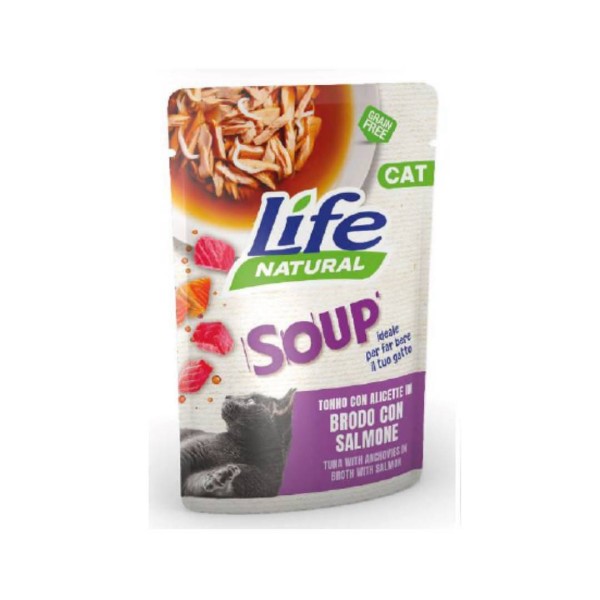 Lifecat Soup Tuna in inčuni v juhi z lososom 60g