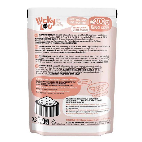 Lucky Lou LS Sensitive Govedina in konj 300g