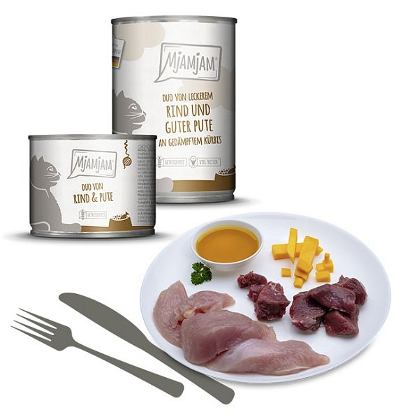 Mjamjam DUO Govedina in puran z bučo 400g