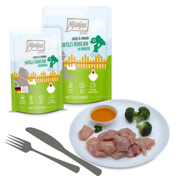 Mjamjam Chicks & Friends Piščanec in brokoli 125g