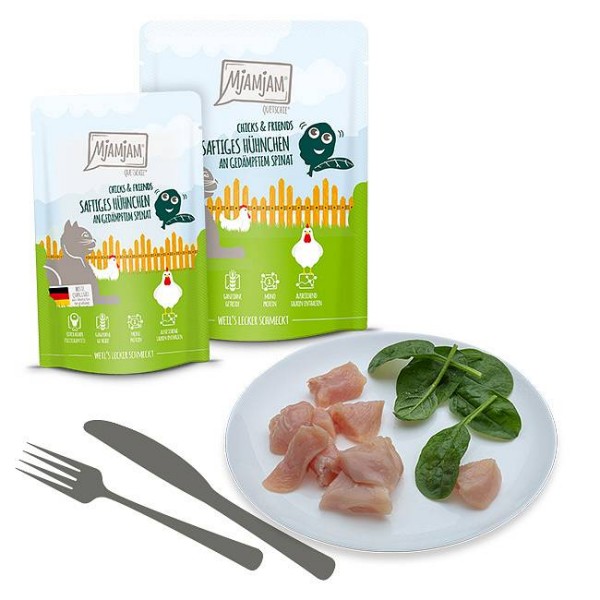 Mjamjam Chicks & Friends Piščanec in špinača 125g