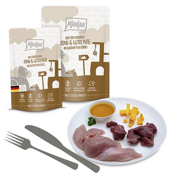 Mjamjam DUO Govedina in puran z bučo 300g