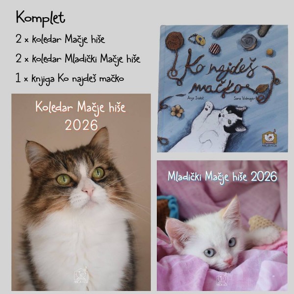 Komplet Knjiga in komplet (2 x 2) koledarjev Mačje hiše