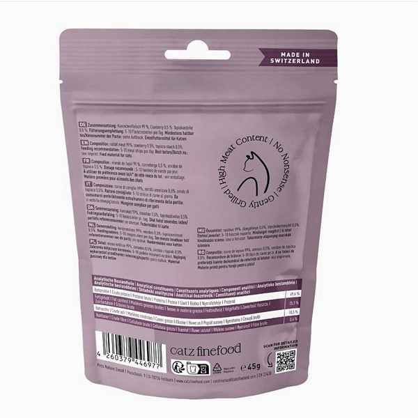 Catz Finefood Meatz no. 11 priboljški zajec 45g