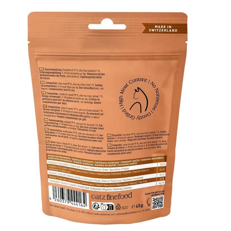 Catz Finefood Meatz no. 7 priboljški raca 45g