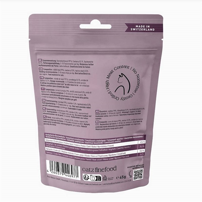 Catz Finefood Meatz no. 11 priboljški zajec 45g