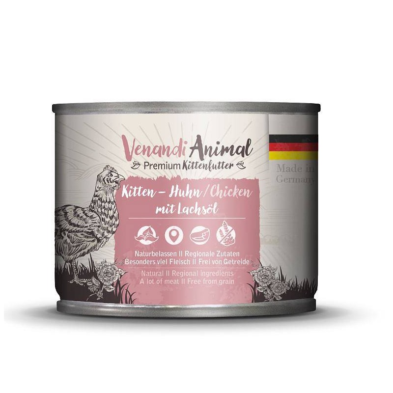 Venandi Kitten Piščanec z lososovim oljem 200g