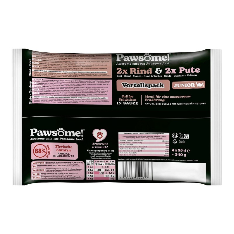 Pawsome Junior Govedina/Puran 4x85 g