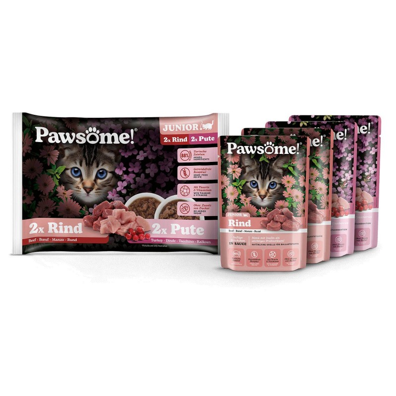 Pawsome Junior Govedina/Puran 4x85 g