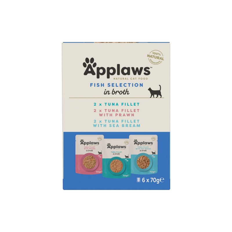 Applaws Ribji izbor v juhi, vrečke 6x70 g