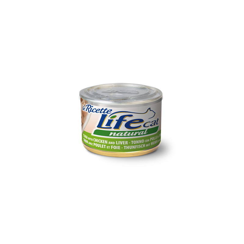 Lifecat paket konzerv le Ricette tuna s piščancem in jetri 6x150g
