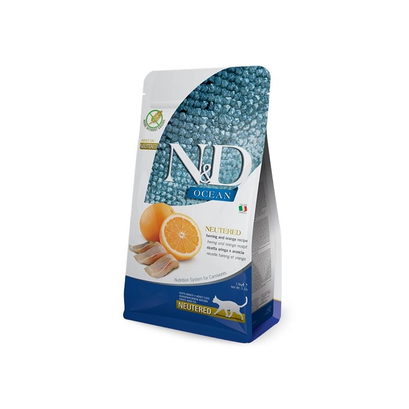 N&D Ocean Neutered sled in pomaranča