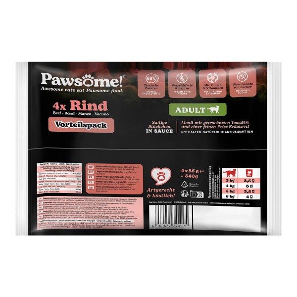 Pawsome Adult Govedina 4x85 g