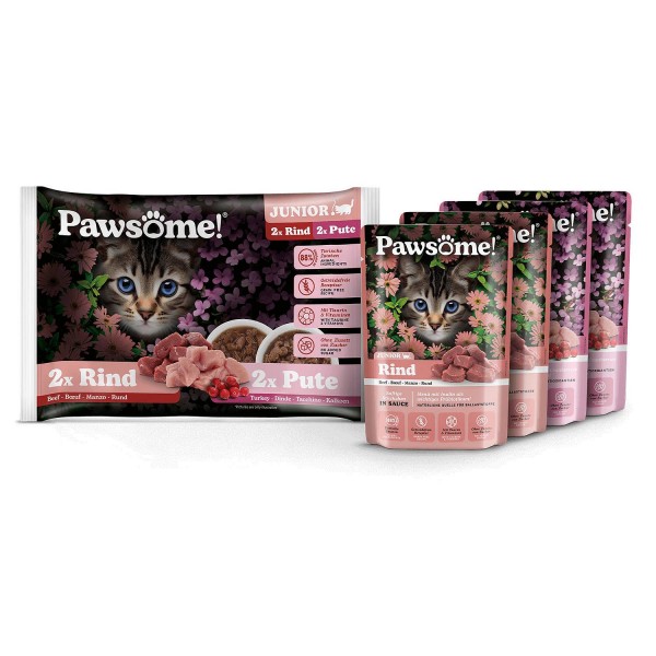 Pawsome Junior Govedina/Puran 4x85 g