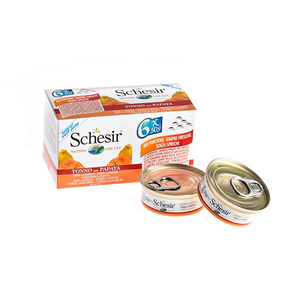 Schesir Cat Multipack Dinner tunina s koščki papaje 6x50g