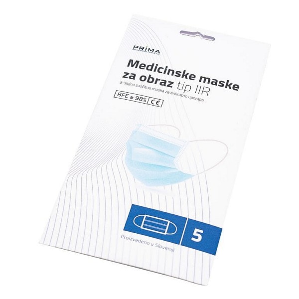Medicinske maske za obraz tip IIR 5 kosov