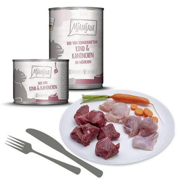 Mjamjam DUO Govedina in kunec s korenjem 200g