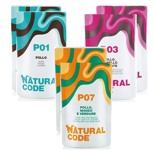Natural Code paket vrečk piščančjih okusov 6x70g