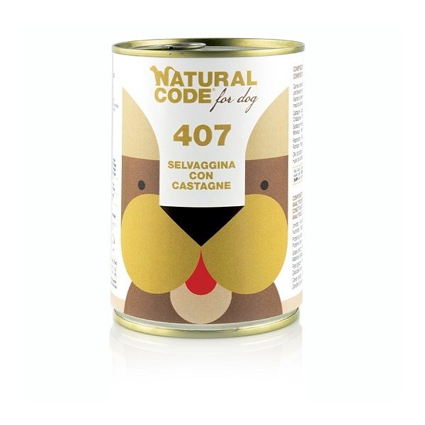 Natural Code za pse 407 Divjačina in kostanj 400g