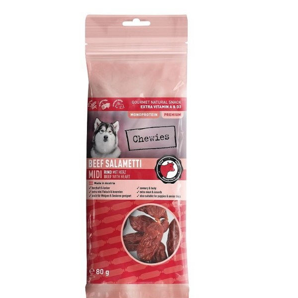 Chewies Beef Salametti MIDI Govedina in srca 80g