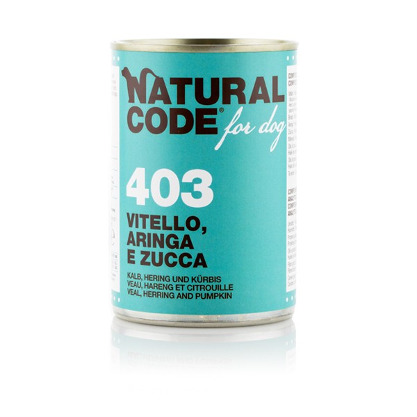 Natural Code za pse 403 Teletina, slanik in buča 400g