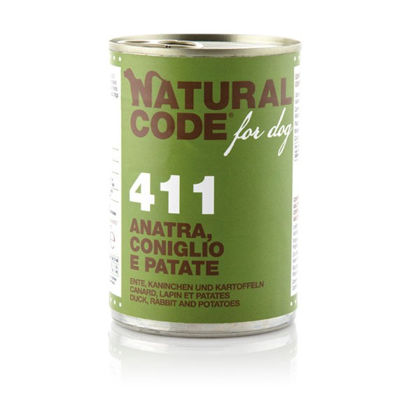 Natural Code za pse 411 Raca, zajec in krompir 400g