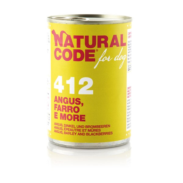 Natural Code za pse 412 Angus govedina, farro in robide 400g