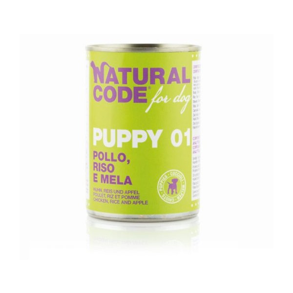 Natural Code za pse Puppy 01 Piščanec, riž in jabolko 400g
