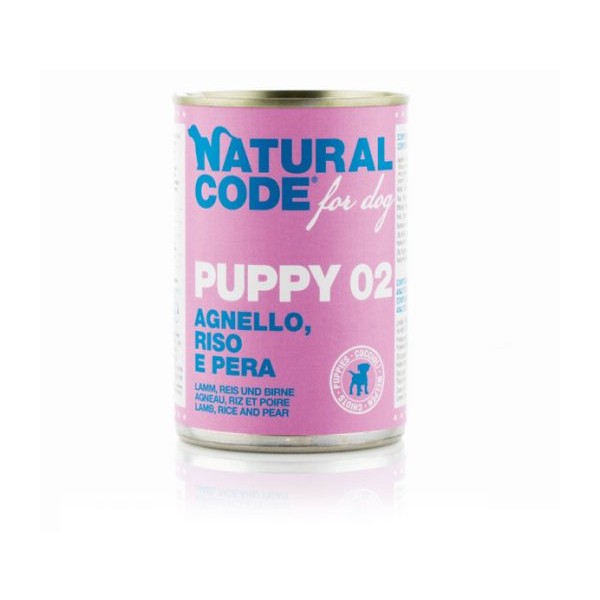 Natural Code za pse Puppy 02 Jagnjetina, riž in hruška 400g